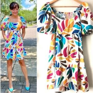 Tabitha Brown for Target Linen Blend Botanical Puff Sleeve‎ Mini Dress Sz XS